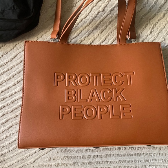 cise protect black people brown vegan leather tote - Picture 1 of 4